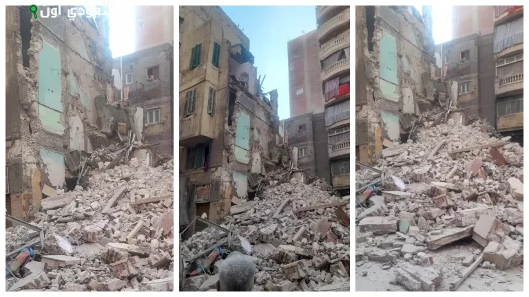 انهيار جزئي لعقار قديم في الجمرك بالإسكندرية