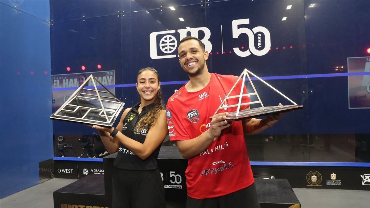 هانيا الحمامي ومصطفى عسل يتوجان بلقب أمريكا المفتوحة للاسكواش